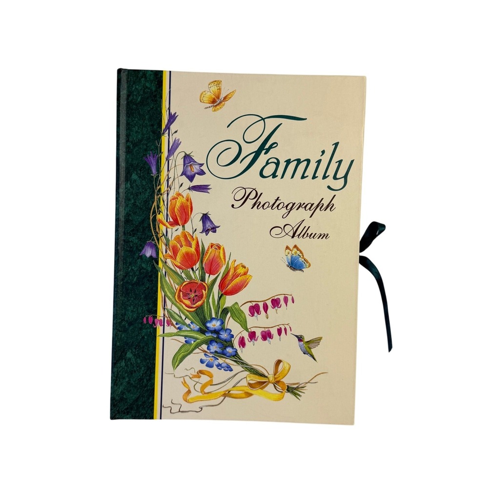 Vintage 90s Floral Family Photograph AlbumScrapbook Butterfly Flowers Nichols